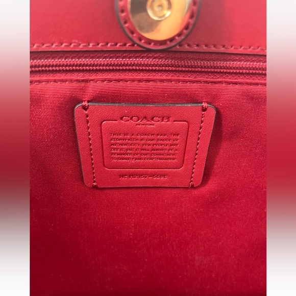Coach NWT $398 Coach 5696 City Tote Signature Canvas Brown 1941 Red - Picture 5 of 13